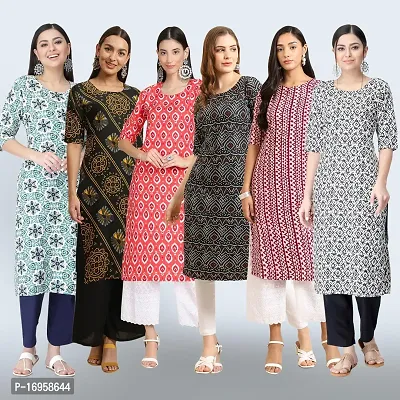 Women Stylish Crepe Printed Straight Kurta Combo