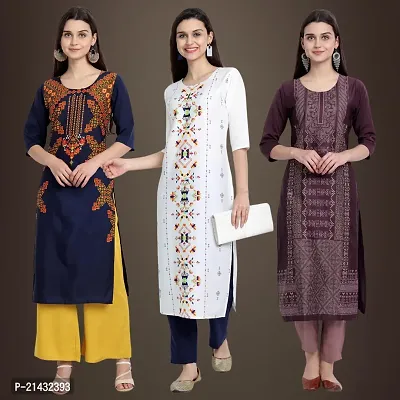 Fancy Crepe Kurtis for Women Pack Of 3-thumb0