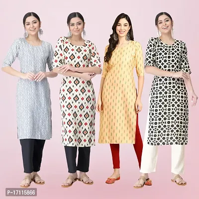 Women Stylish Crepe Printed Straight Kurta