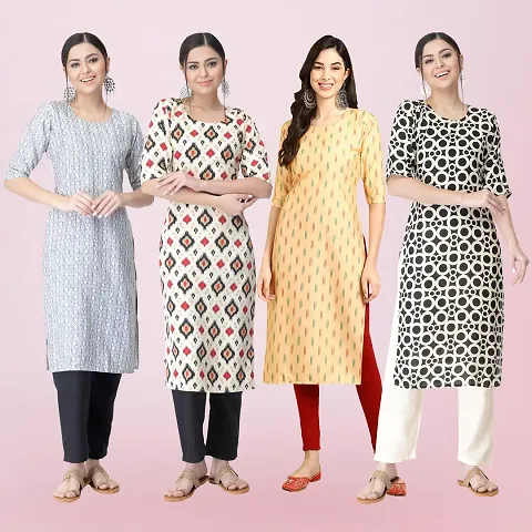 Pack Of 4 Crepe Printed Kurtis