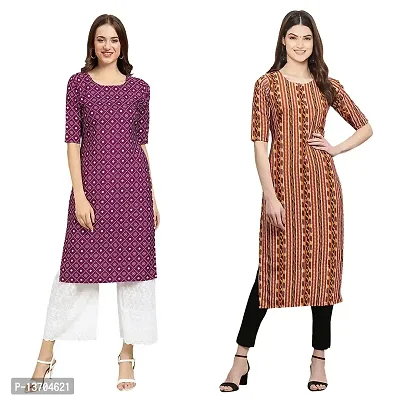 Stylish Crepe Digital Printed Kurta For Women- Pack Of 2-thumb0