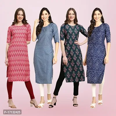 Women Stylish Crepe Printed Straight Kurta