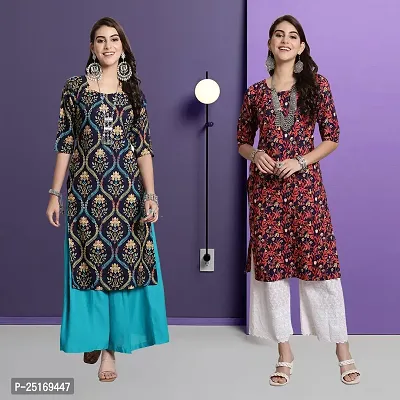 Fancy Crepe Kurtas For Women Pack Of 2-thumb0