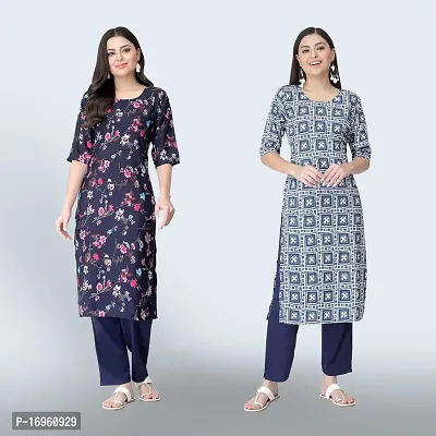 Women Stylish Crepe Ethnic Motif Casual Straight Kurta