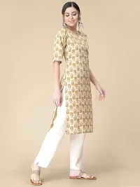 Straight Orange Printed Crepe Kurta-thumb2