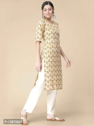 Straight Orange Printed Crepe Kurta-thumb3