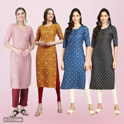 Women Stylish Crepe Printed Straight Kurta