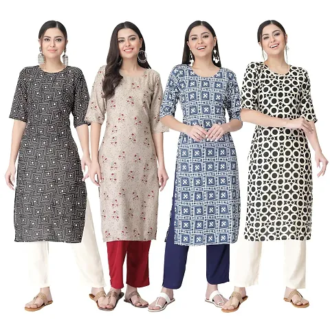 Women Stylish Crepe Straight Kurta