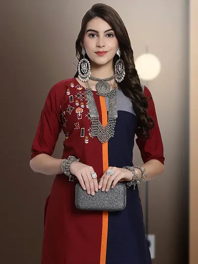 Stylish Multicoloured Straight American Crepe Printed Kurta