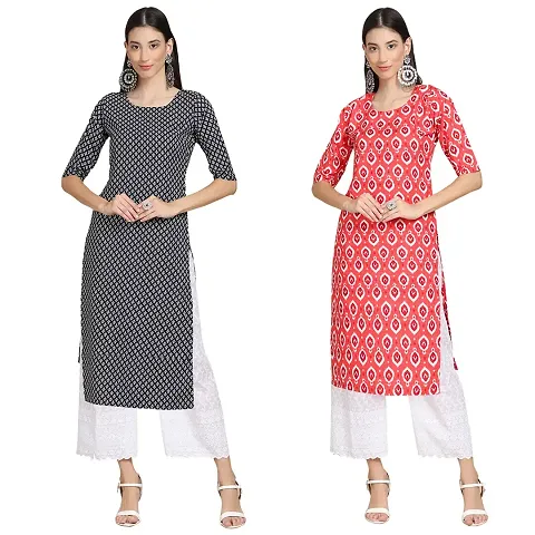 Stylish Crepe Straight Kurta For Women- Pack Of 2