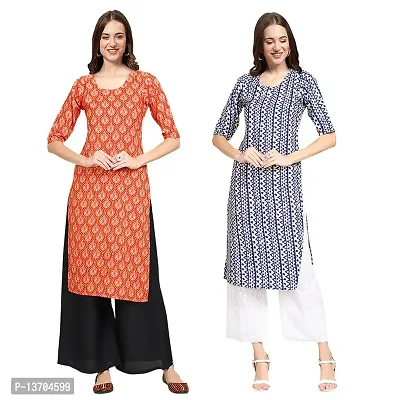 Stylish Crepe Digital Printed Kurta For Women- Pack Of 2