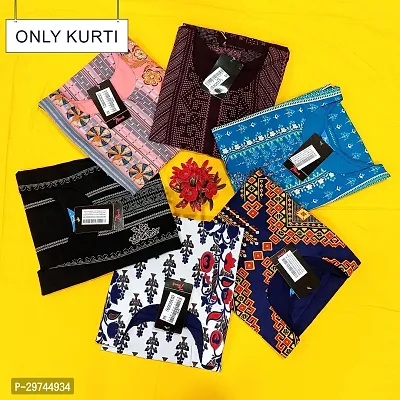 Attractive Multicoloured Printed Crepe Kurta Combo Of 6