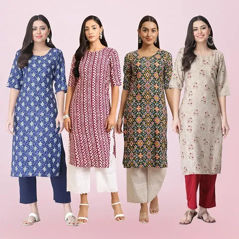 Trendy Crepe Kurta For Women- Combo Of 4