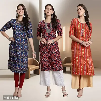 Fancy Rayon Kurtis For Women Pack Of 3-thumb0