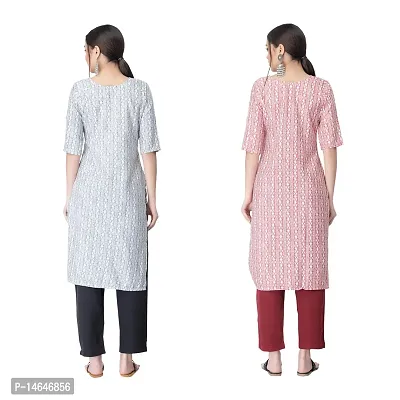 Attarctive Crepe Printed Straight Kurti Combo For Women Pack Of 2-thumb2