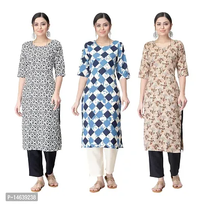 New Crepe Combo Printed Kurtis For Women Pack Of 3