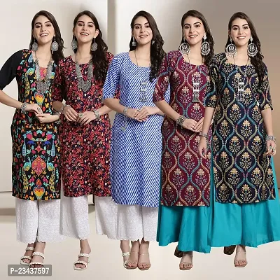 Fancy Crepe Kurtis For Women Pack Of 5-thumb0