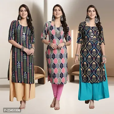 Fancy Rayon Kurtis For Women Pack Of 3-thumb0