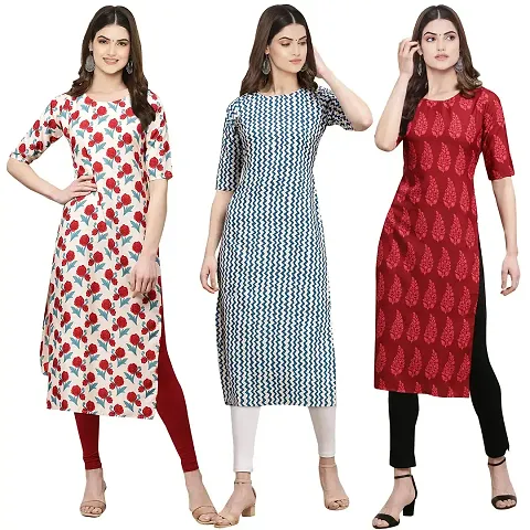 Stylish Crepe Stitched Kurta For Women Pack of 3