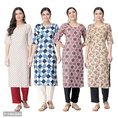 New Crepe Combo Printed Kurtis For Women Pack Of 4-thumb0