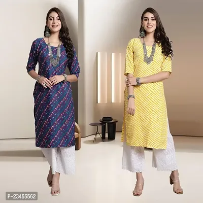 Fancy Rayon Kurtis For Women Pack Of 2-thumb0