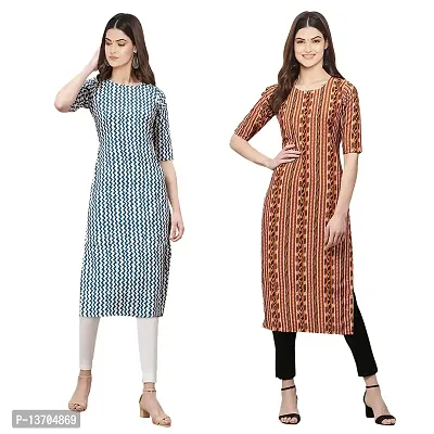 Stylish Crepe Digital Printed Kurta For Women- Pack Of 2