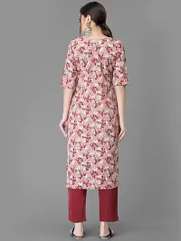 Stylish Peach Crepe Printed Straight kurta With Pant Set For Women-thumb2