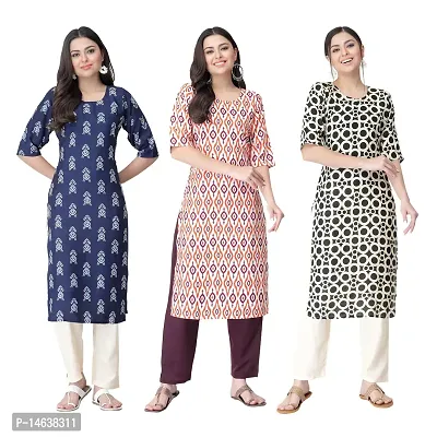 New Crepe Combo Printed Kurtis For Women Pack Of 3