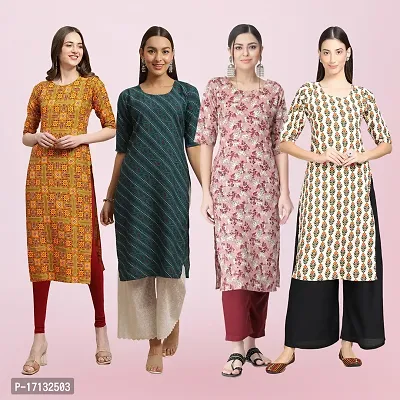 Women Stylish Crepe Printed Straight Kurta