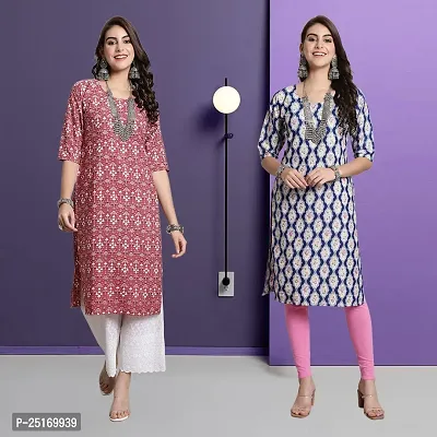 Fancy Crepe Kurtas For Women Pack Of 2-thumb0