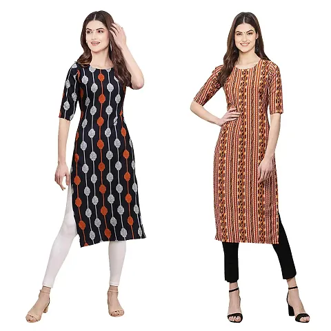 Stylish Crepe Digital Kurta For Women- Pack Of 2