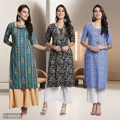 Fancy Rayon Kurtis For Women Pack Of 3-thumb0