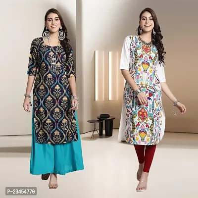 Fancy Rayon Kurtis For Women Pack Of 2-thumb0