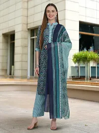 Fancy Cotton Blend Kurta Bottom And Dupatta Set For Women-thumb1