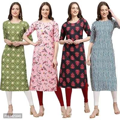 Stylish Multicoloured Crepe Stitched Kurta For Women Pack of 4