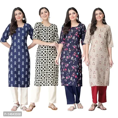 New Crepe Combo Printed Kurtis For Women Pack Of 4