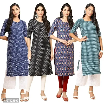 Stylish Multicoloured Crepe Stitched Kurta For Women Pack of 4