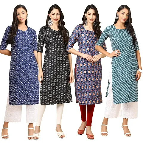 Stylish Crepe Stitched Kurta For Women Pack of 4