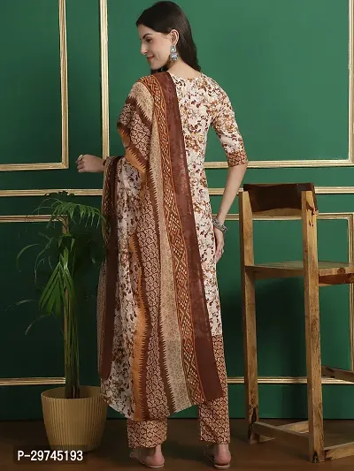 Stylish Brown Cotton Printed Kurta Bottom and Dupatta Set For Women-thumb3