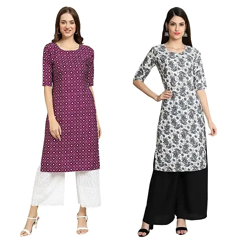 Stylish Crepe Printed Kurti - Pack of 2