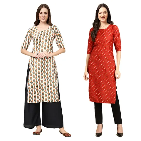 Trendy Crepe Straight Kurta Combo For Women Pack Of 2