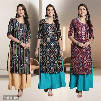 Fancy Rayon Kurtis For Women Pack Of 3-thumb0