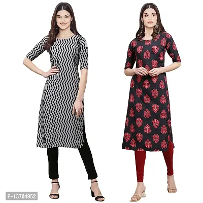 Stylish Crepe Digital Printed Kurta For Women- Pack Of 2-thumb0