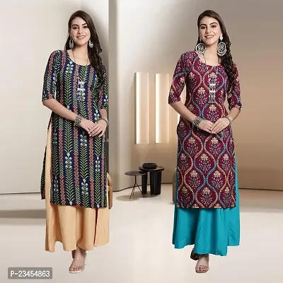 Fancy Rayon Kurtis For Women Pack Of 2-thumb0