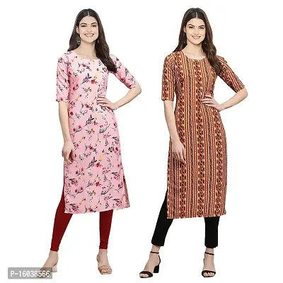 Stylish Digital Printed Women Crepe Kurta- Pack of 2