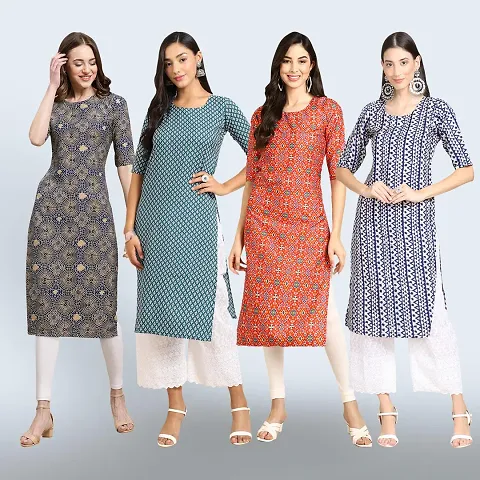 Women Stylish Crepe Straight Kurta