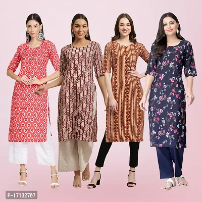 Women Stylish Crepe Printed Straight Kurta