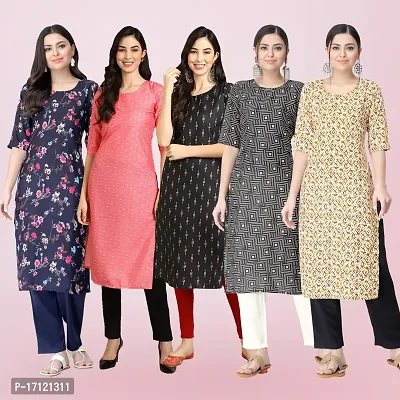 Women Stylish Crepe Printed Straight Kurta