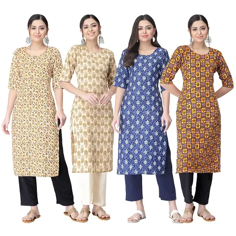 Trendy Crepe Kurta For Women- Combo Of 4