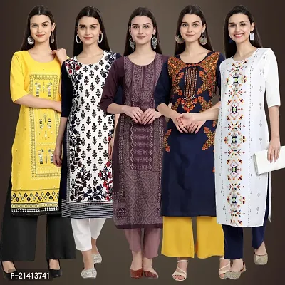 Fancy Crepe Kurtis For Women Pack Of 5-thumb0